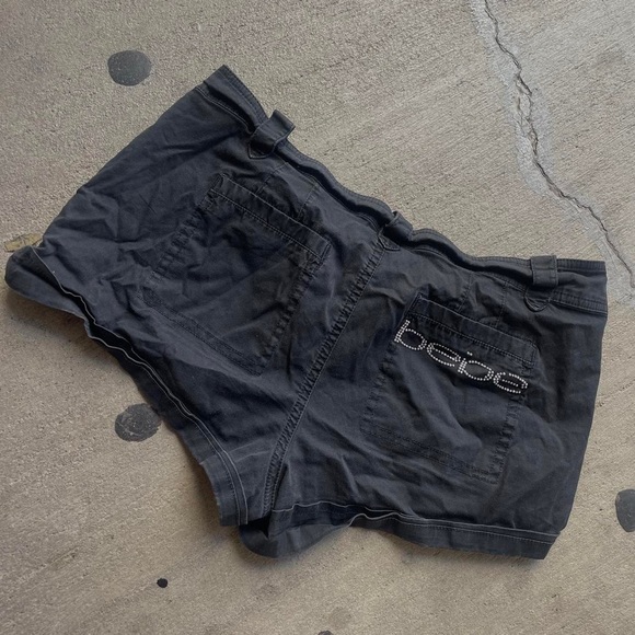 Black Bedazzled Bebe Micro Shorts - Picture 4 of 5